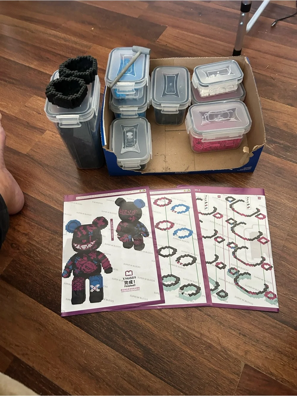 Winktoys Pixel Art Blocks Bear Kit - Black, Pink, Blue